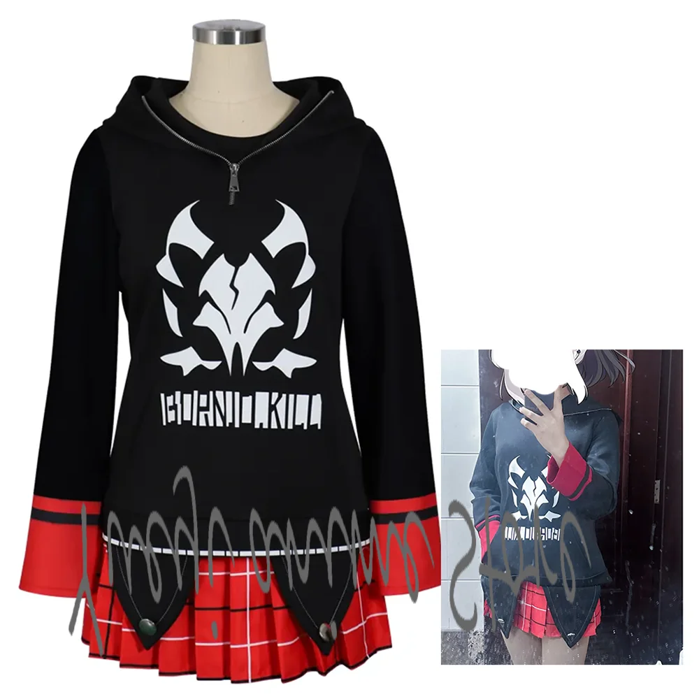 

Onikata Kayoko Anime Cosplay Costumes - Black Hoodie & Red Skirts, Christmas & Halloween Party Outfits