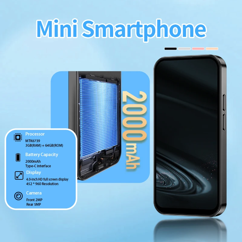 ONEMYTH M17 Pro أسود 4G Android 12، هاتف ذكي صغير 4.0 بوصة، هاتف صغير بشريحتين 3+64 جيجابايت هدية للأطفال والطلاب #1