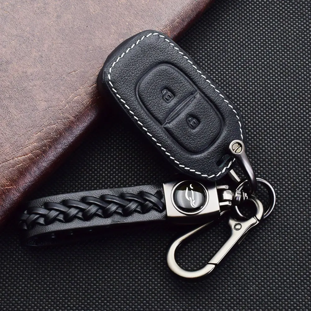 ATOBABI Leather Car Key Case For Dacia Duster Logan Lodgy Sandero Stepway Dokker Renault Symbol Remote Fob Cover Keychain Holder