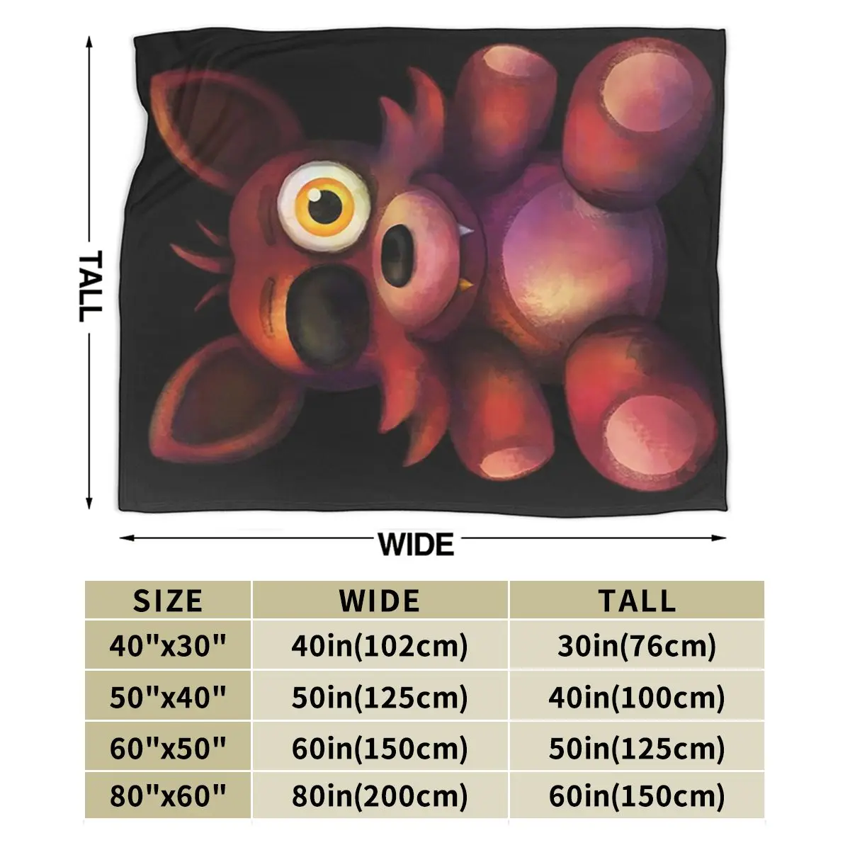 Five-Nights At Freddy's-Fnaf 4 - Foxy Plush Blankets Soft Warm Flannel Throw Blanket Plush for Bed Living room Picnic Home Sofa