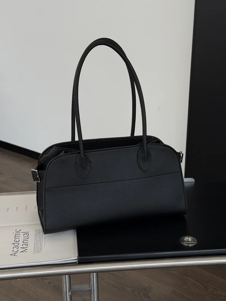 SHELKSBAG Women Pebbled PU Shoulder Bag Minimalist Large Capacity Underarm Tote Handbag Multi-color Work Office Crossbody Bag