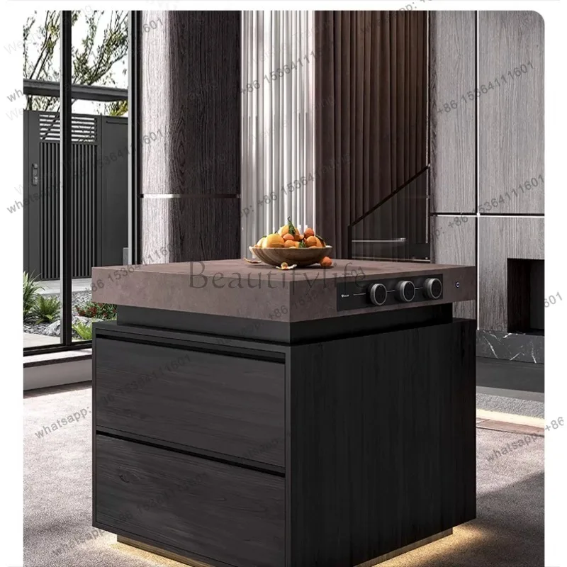 Solid color island cabinet Open kitchen Slate removable locker Dining table integrated cabinet