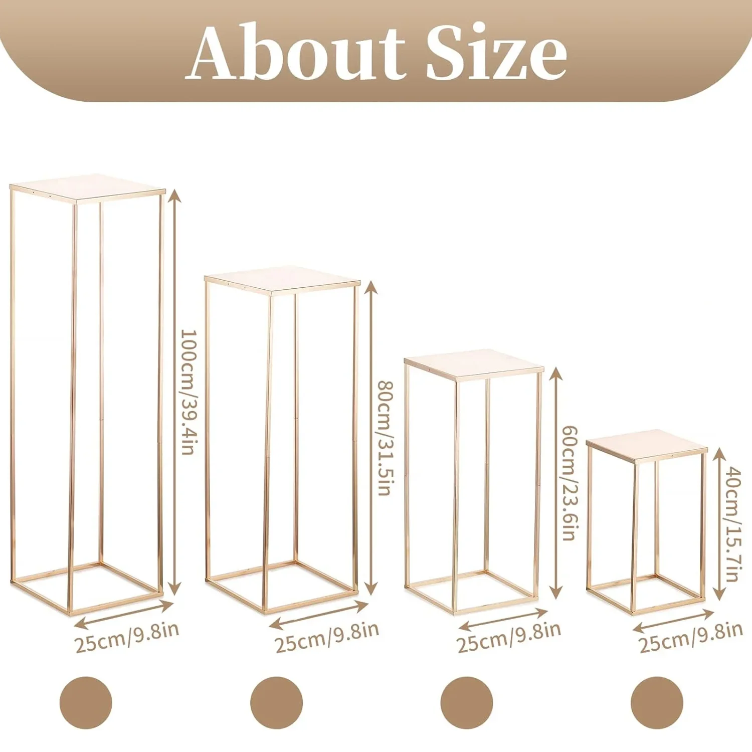 Wedding golden geometric road guide square prop shelf wrought iron square frame flower column wedding arrangement