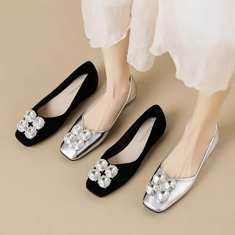 Rhinestone Woman Flats With Crystals Diamond Shoes For Women Lastest Young Social Hot Trendy Popular Luxury Brand Non Slip On