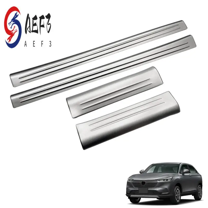 

AEF3-4Pcs Front Rear Inner Door Sill Pedal Trim Cover Parts Accessories For Honda Vezel HR-V HRV 2021-2023 Scuff Plate Silver