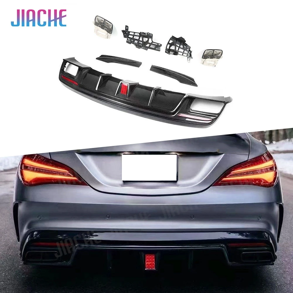 

for Benz CLA Class W117 CLA200 CLA250 CLA260 CLA45 AMG 2013-2018 Carbon Fiber Rear Bumper Lip Diffuser Side Splitters with Tips