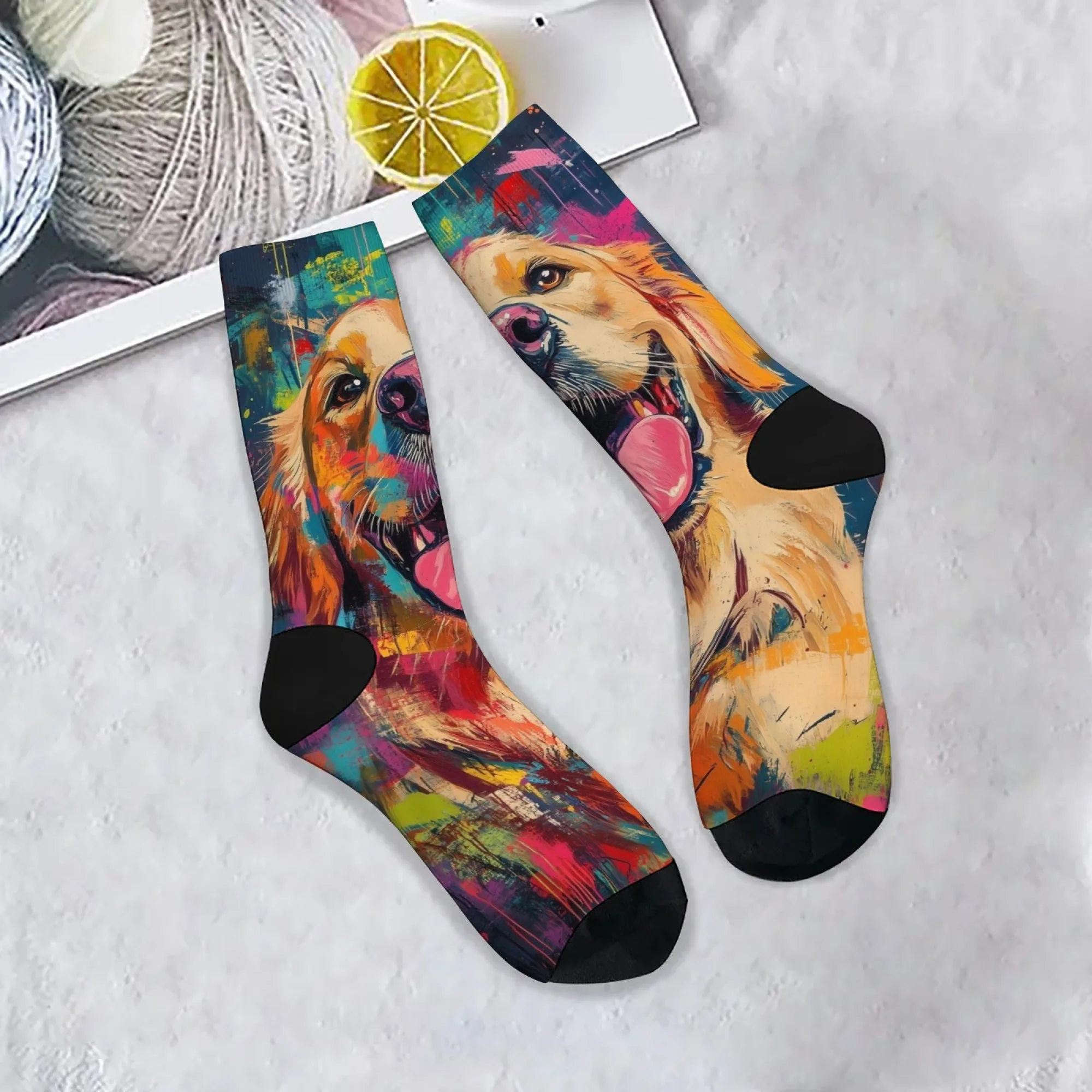Splash Ink Graffiti Hund Herrensocken Straße Hip-Hop Lustige Socken Bequeme atmungsaktive Retro Casual Fashion Outdoor Sportsocken