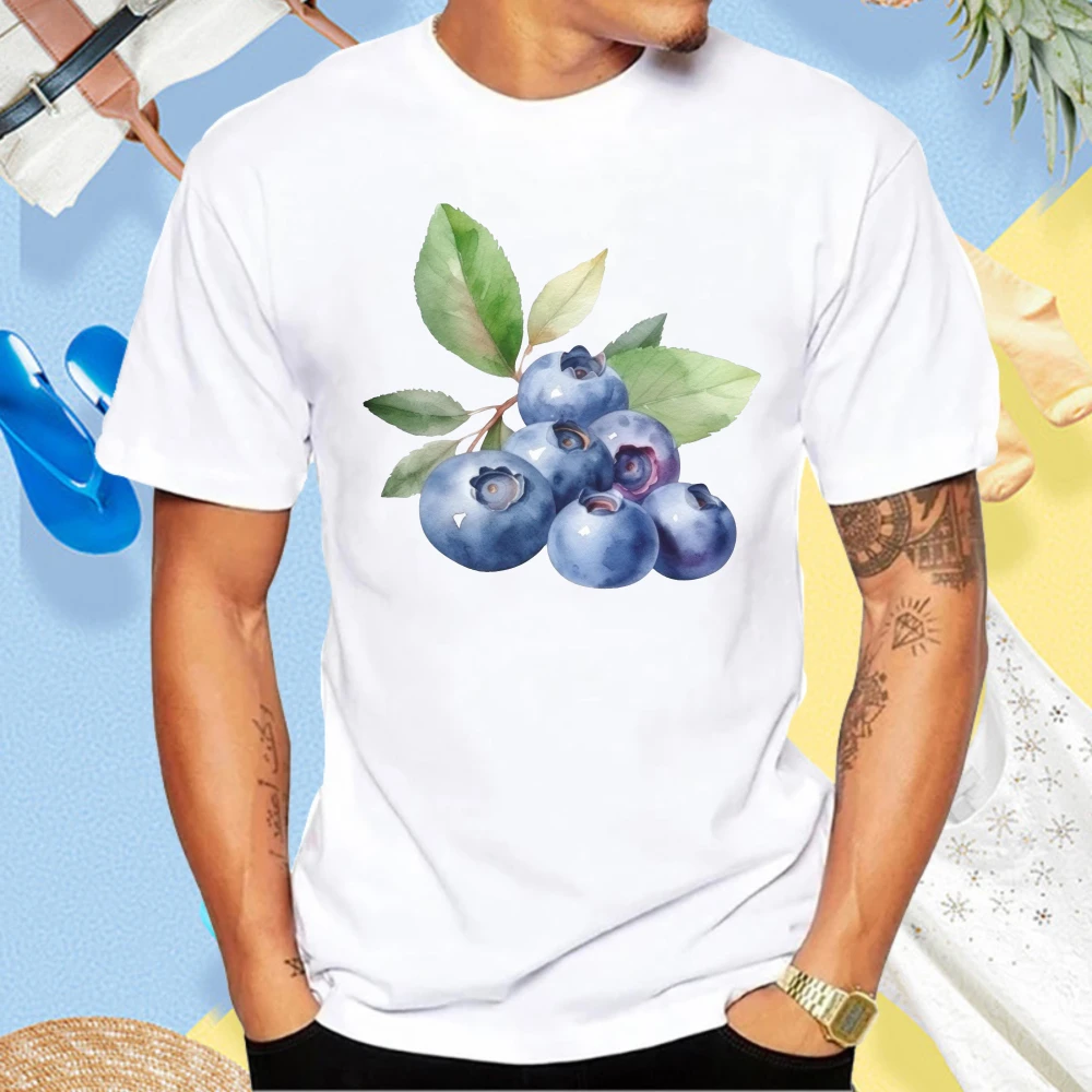 Funny Fruit Blueberry Vintage Graphic T Shirt 80s 90s Retro Vegetables Vegetarian Vegan Tshirt Summer Cotton Man Women Tees
