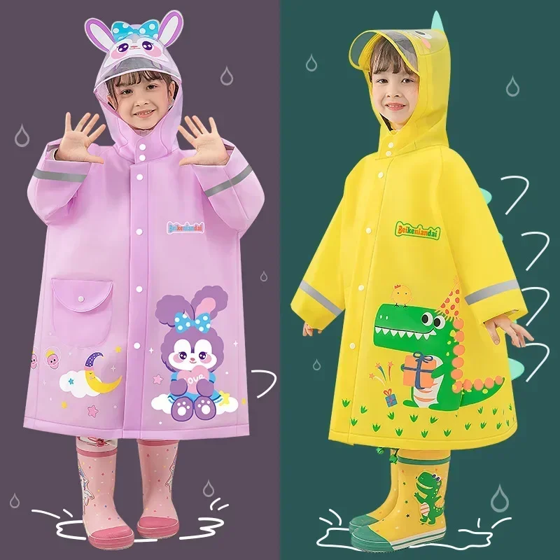 

EVA Children Raincoat Reusable Fashion Hooded Rain Coat Girl and Boy Outdoor Tour Cute Raincoat