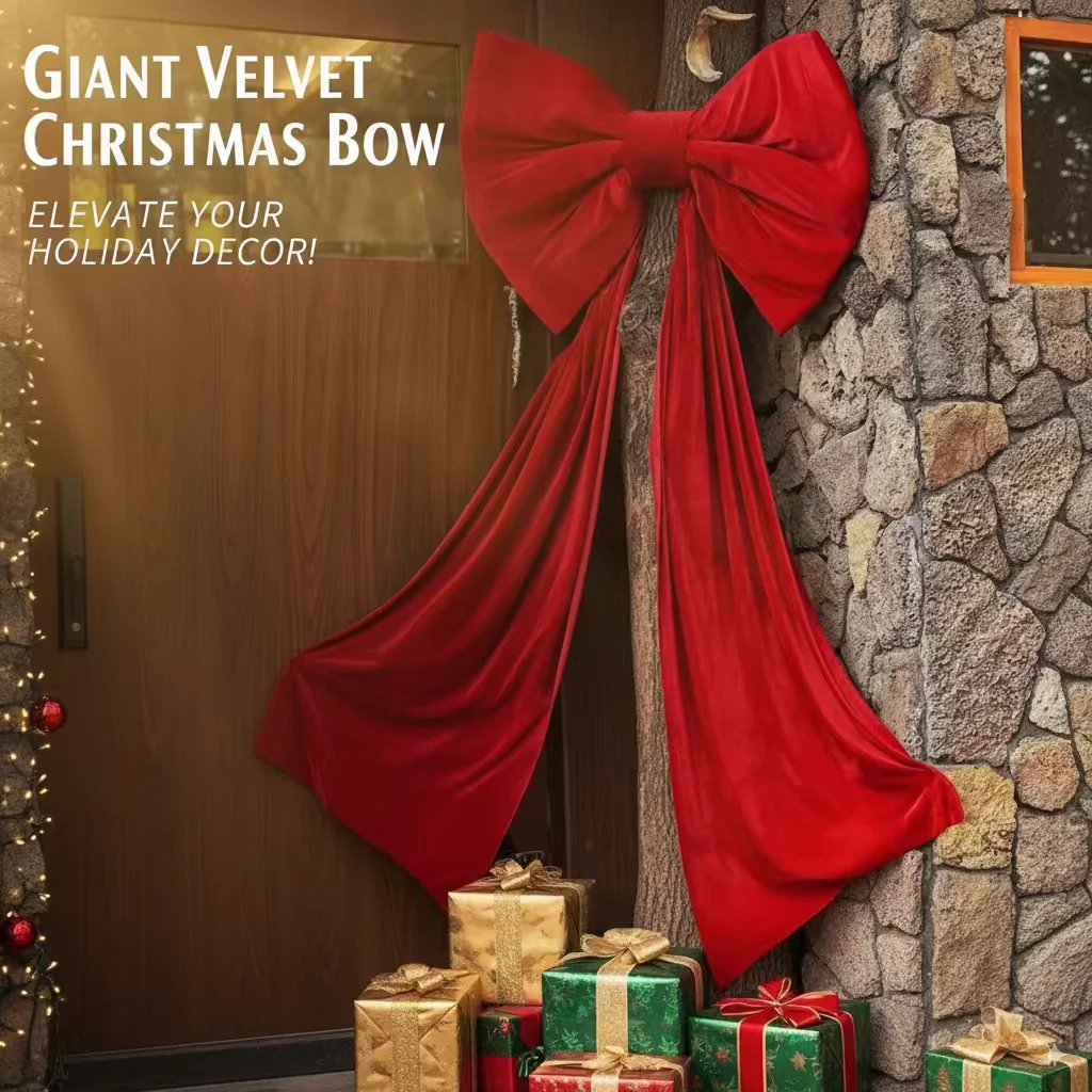 

Giant Red Velvet Bow Decoration Large Hanging Ribbon for Christmas Wedding Party Stage Background Home Outdoor Wall Decor