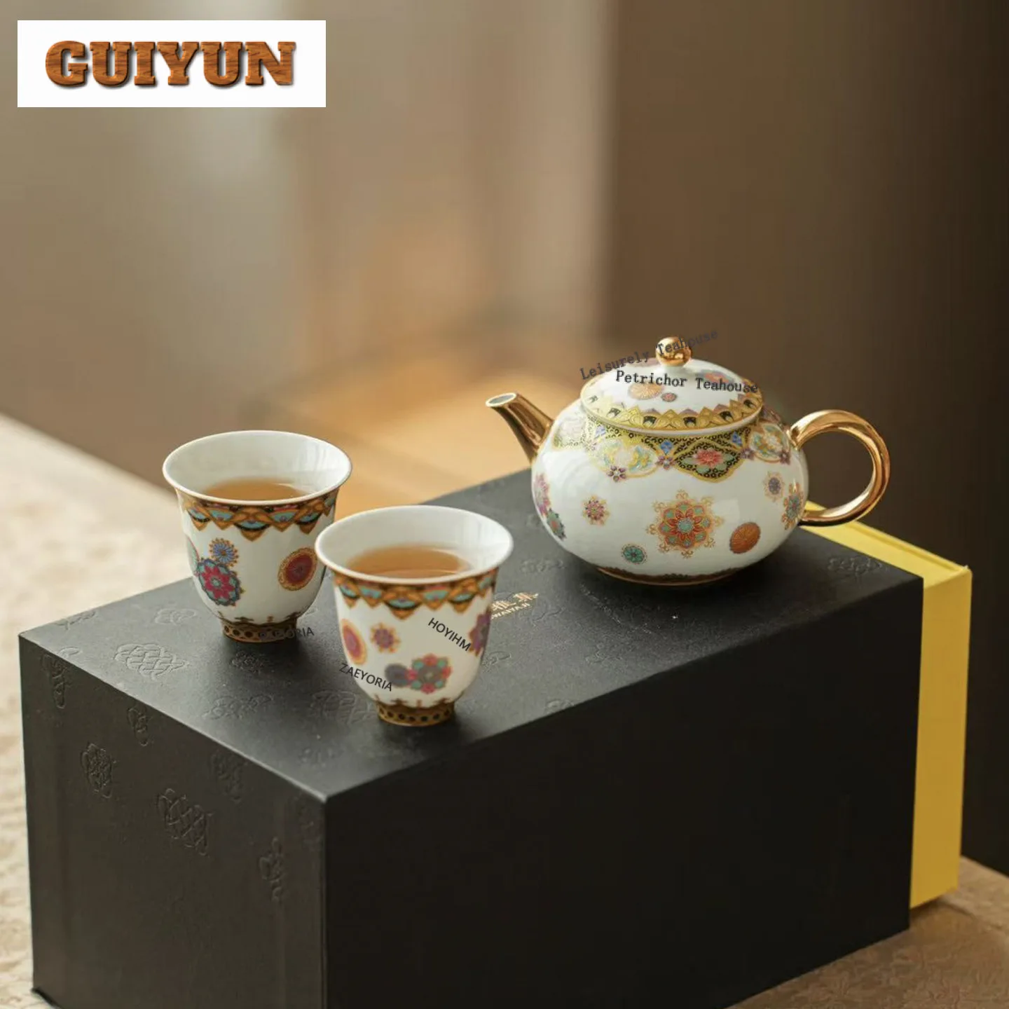 Dunhuang Colour Enamels Tea Set Complete Set Boutique Tea Ceremony Set Teapot And Tea Cup Set Tableware Supplies Decoration Gift