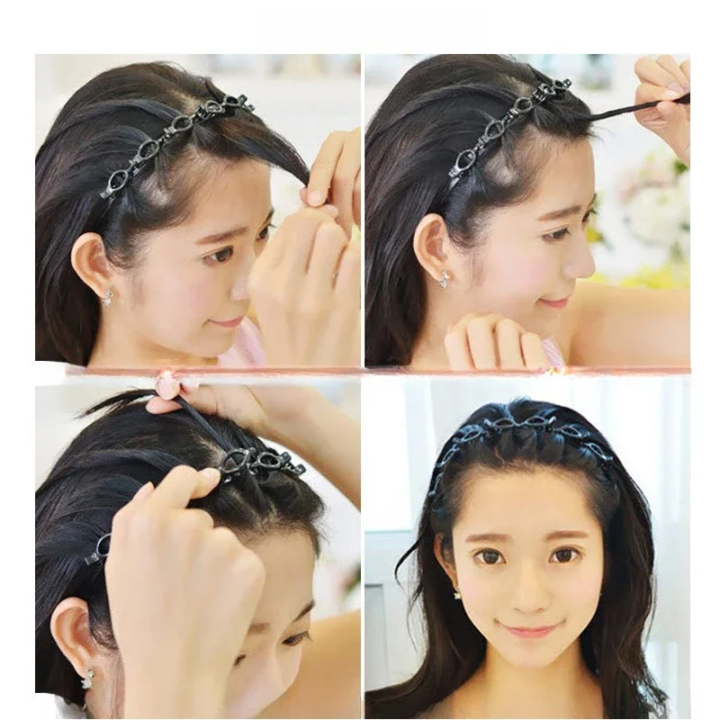 Fashionable Multi-layer Hollow Braided Women's Bangs Headband Hair Clip for Hairdressing and Styling Women Girls image 6