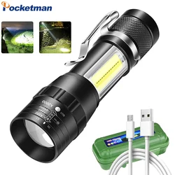 Potężna latarka LED zewnętrzna wodoodporna Zoomable latarka latarka kieszonkowa 3 tryby lanterna Camping Light Mini latarka Led