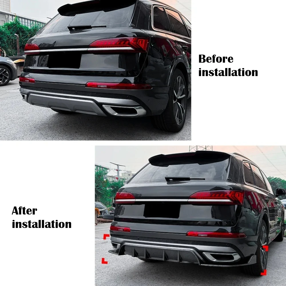 Car Rear Bumper Spoiler Lips for AUDI Q7 4M MK2 S-line TFSI 2020-2023 Lower Shovel Skirt Diffuser Splitter Board Accessories