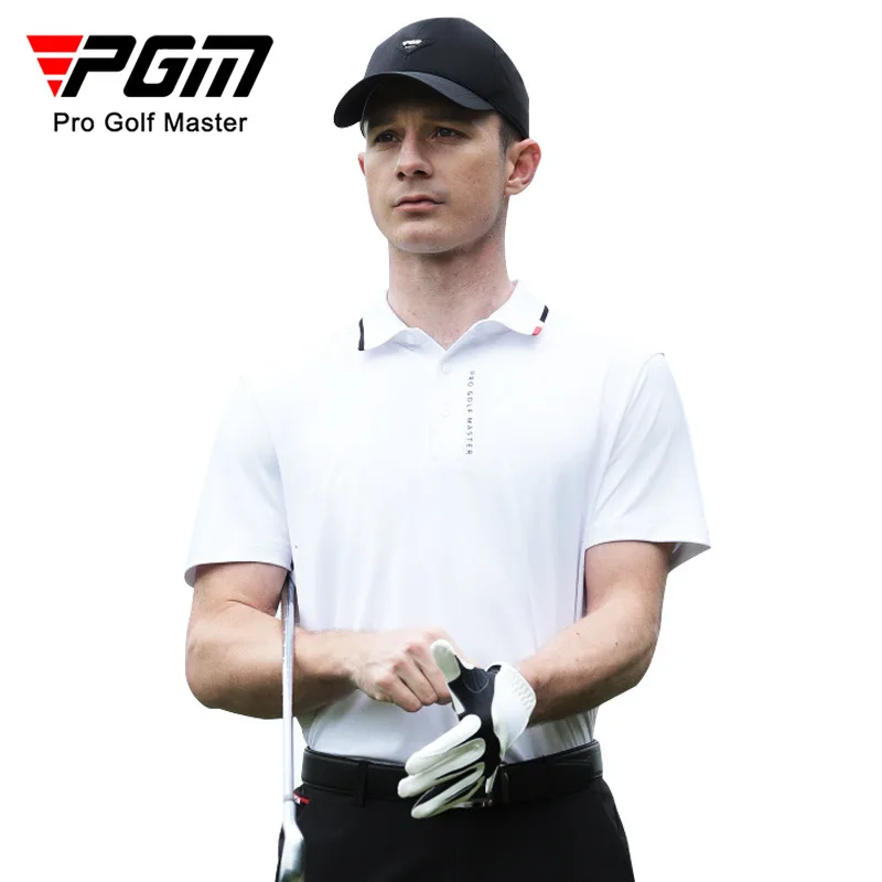 PGM Men's Golf Summer Short Sleeved T-shirt Breathable Perforated Sports Top Clothing YF683