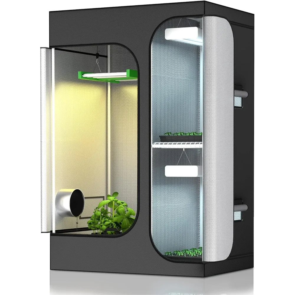 

2-in-1 36"X24"X53" Grow Tent Indoor Reflective Diamond Mylar Growing Tents Room House for Plant Propagation, Veg