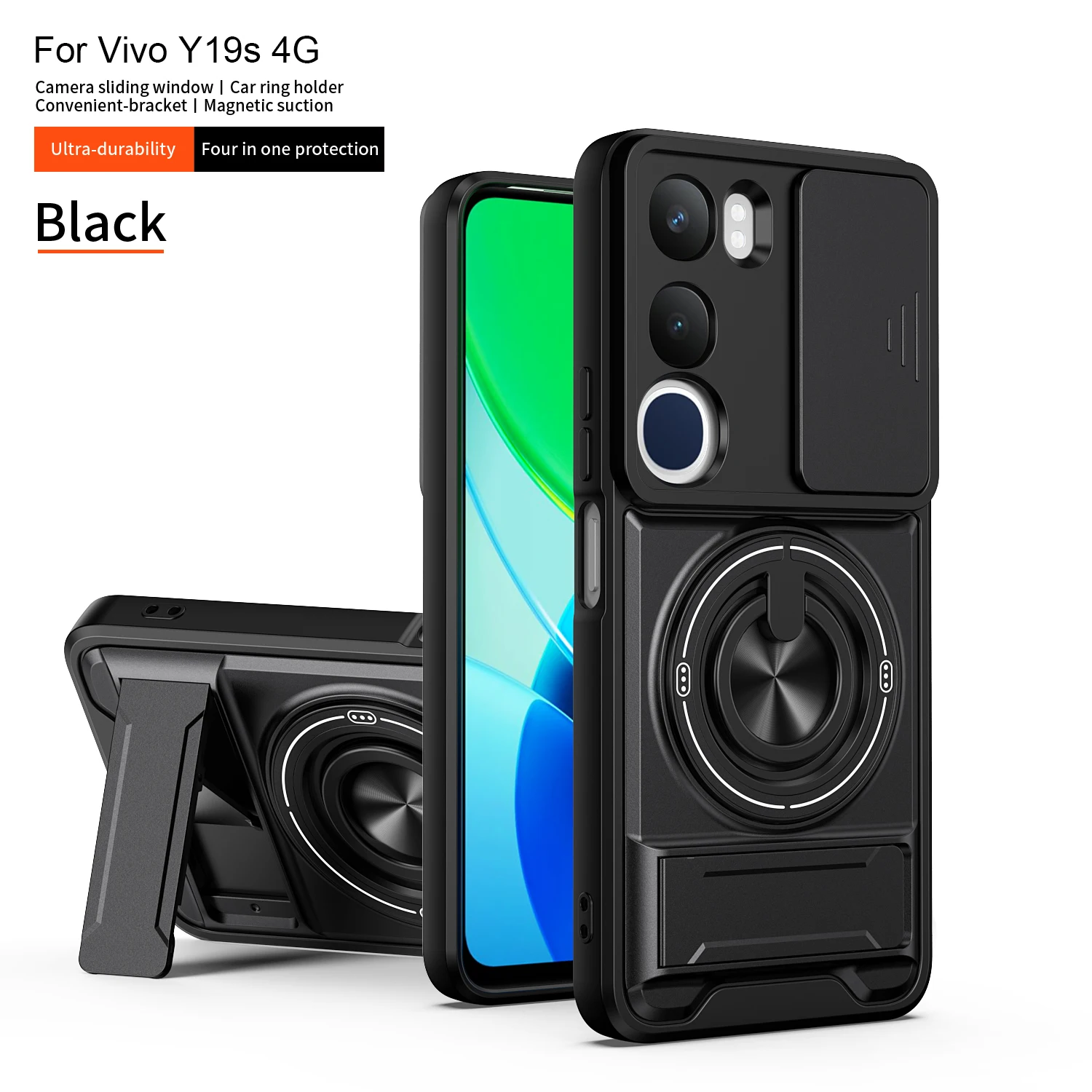 For Vivo Y19s Case Vivo Y19s Pro Cover Vivo Y29 5G y19s Case Magsafe Magnetic Fold Holder Military Armor Camera Protection Cover - view 5