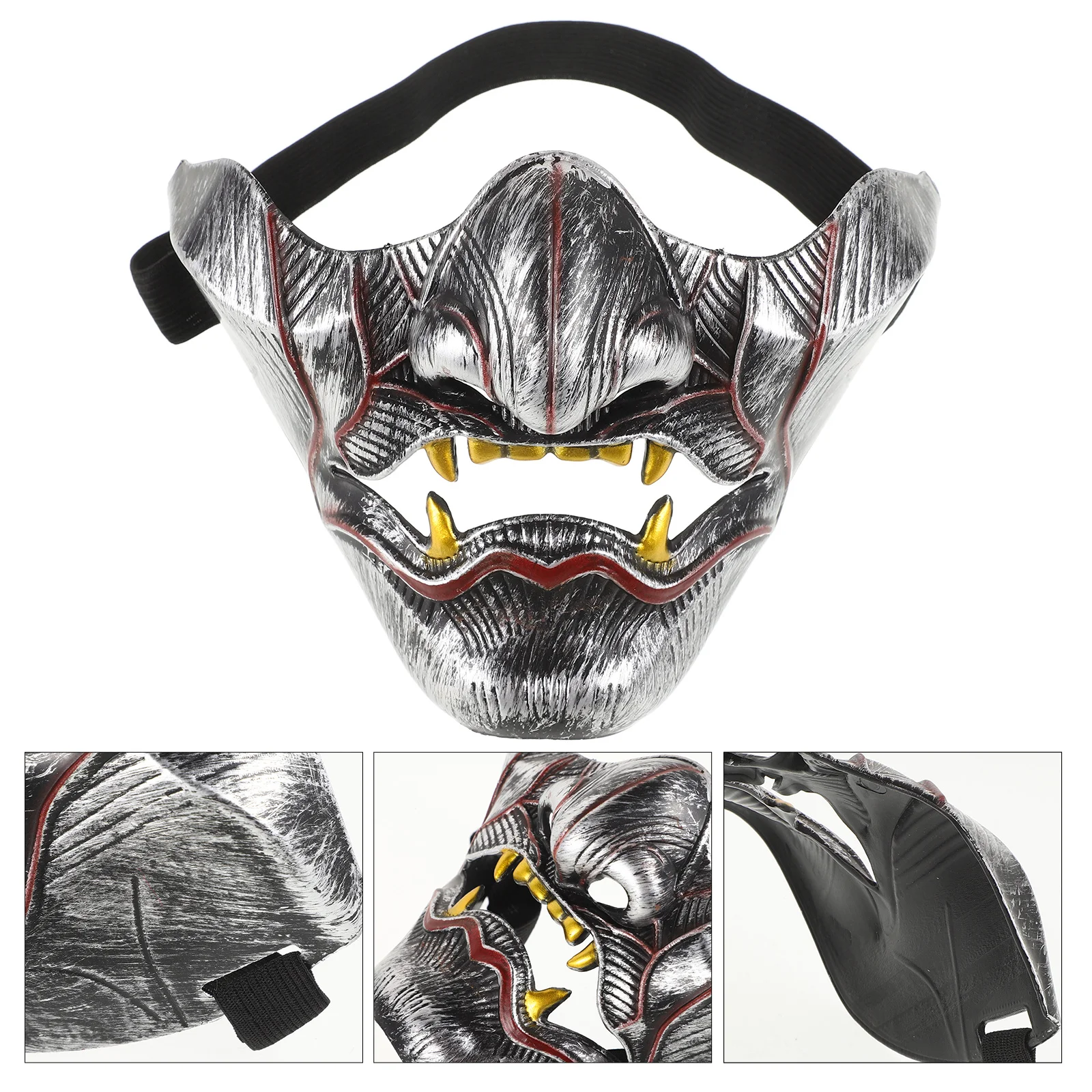 

Japanese Demon Face Cover Durable Plastic Material Ideal for Masquerade Balls and Costume Parties Samurai Costume