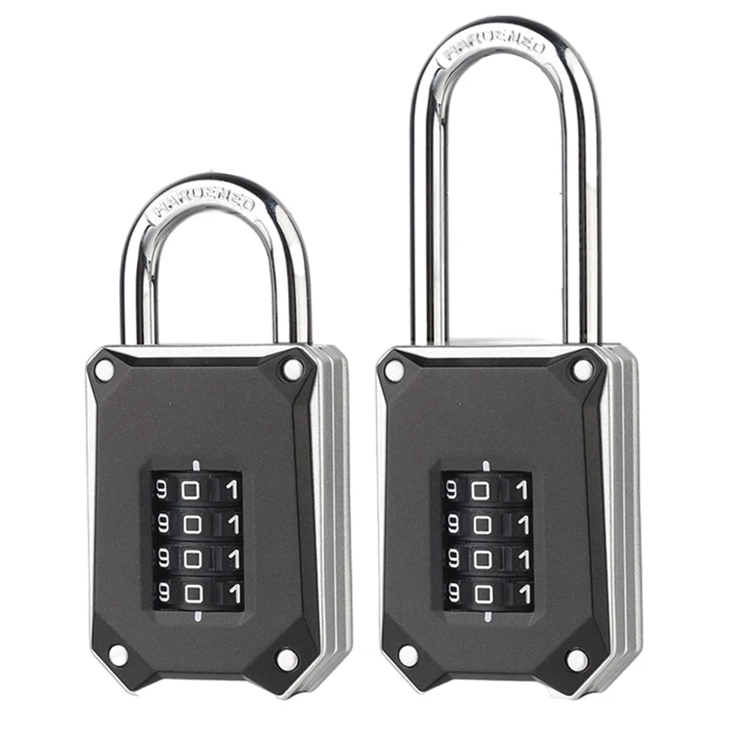 

2 Pcs Combination Lock 4 Digit Combination Padlock Long And Short Beams Waterproof Anti-Rust Lock For Locker Gym Hasp