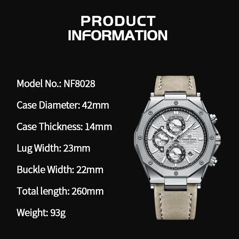 2024 NAVIFROCE Fashion Date Quartz Men Watches Top Brand Luxury Male Clock Chronograph Sport Mens Wrist Watch Relogio Masculino