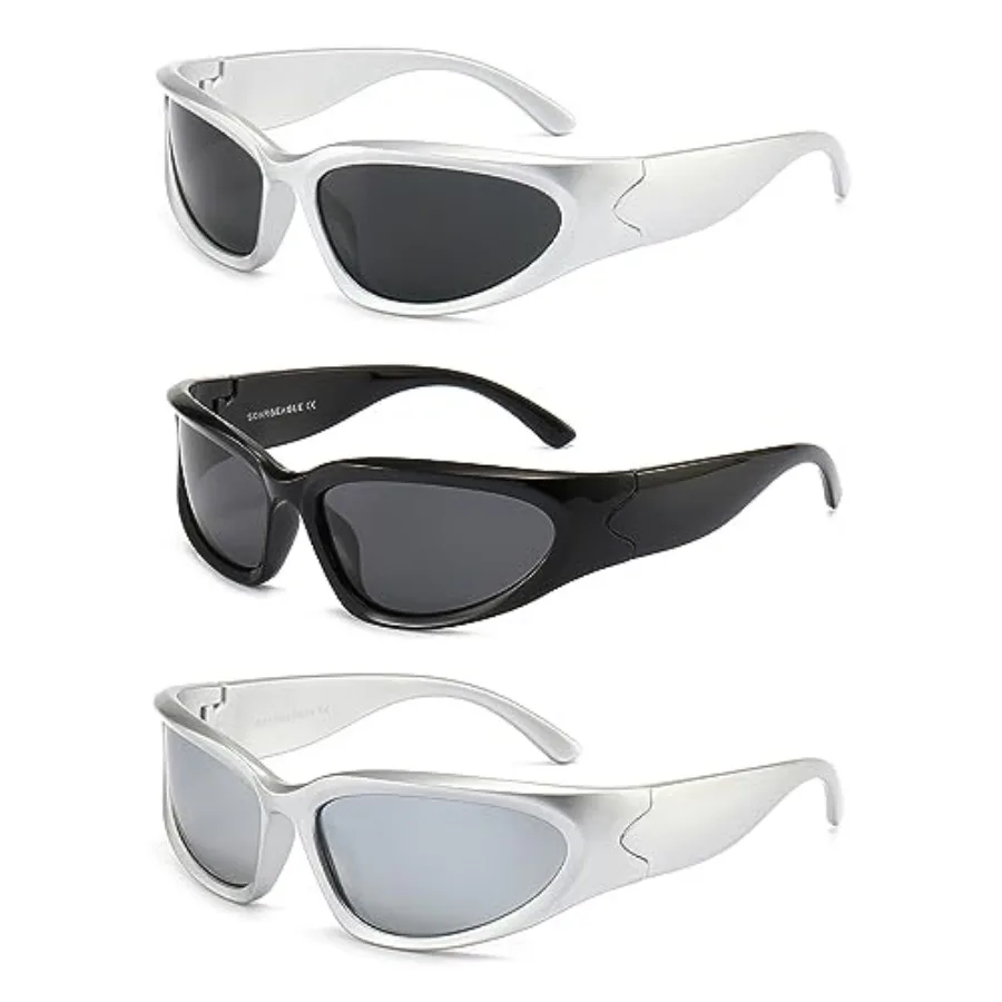 

SOARandEAGLE Y2K 3Pack Polarized sunglasses Wrap Around Men's Women's sunglasses Fashion Sport Shades Sun Glasses