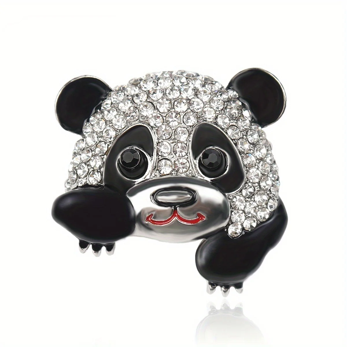 Exquisito broche de esmalte de cristal de Panda lindo para mujer, insignias para ropa de mezclilla, broches de joyería de animales