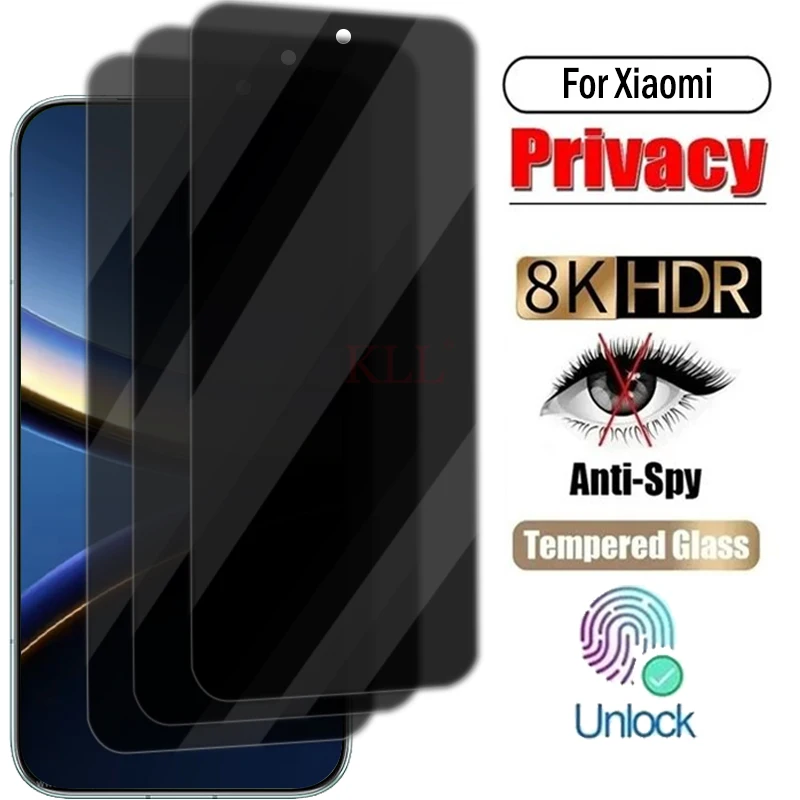 

1-3 шт. закаленное стекло для конфиденциальности для Xiaomi Poco F7 Pro, антишпионская защитная пленка для экрана Poco F7, ультратонкое стекло, разблокировка отпечатков пальцев