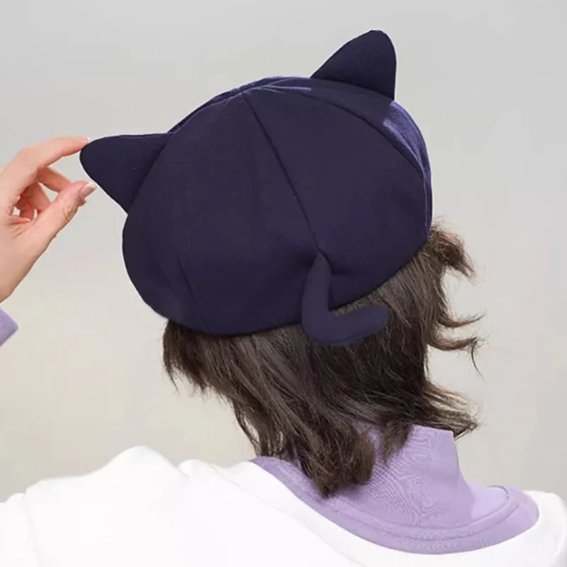 Game Genshin Scaramouche Impact Cute Cat Cosplay Octagonal Hat Casual Wanderer Balladeer Beret Cap Accessories Gift Costume Prop view 6