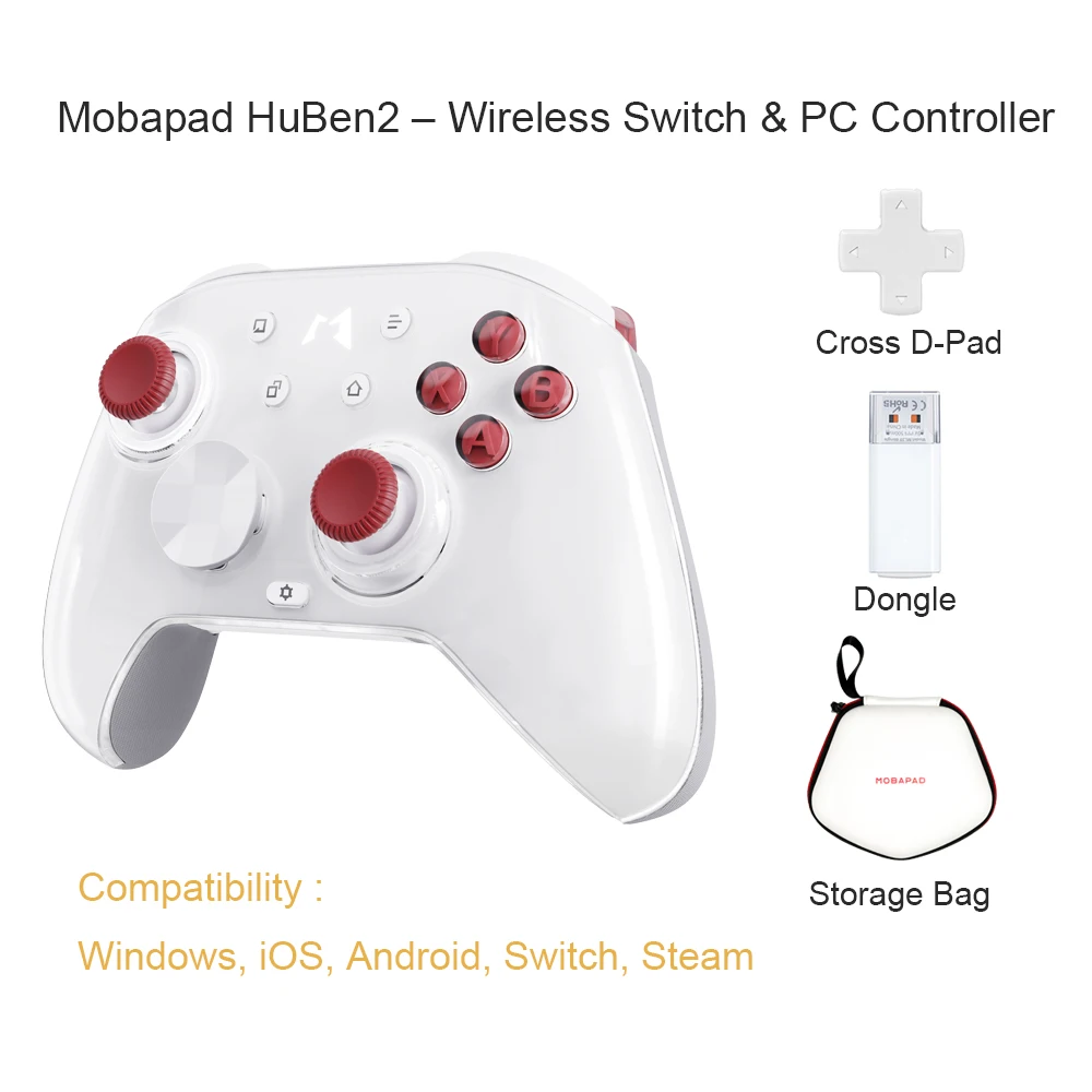 MOBAPAD HuBen2 Mechanische Controller voor Nintendo Switch1/2 Draadloze PC Gamepad voor Android iOS Steam Windows 10/11 Joysticks