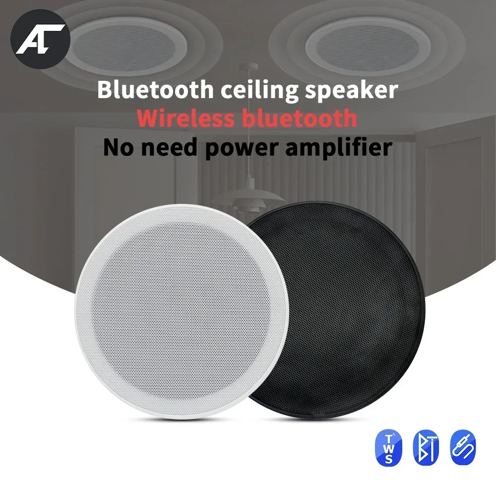 

Bluetooth Ceiling Speaker 6Inch Built In Digital Class Amplifier Loudspeaker 10W InWall Audio for Home Theater Background Sound