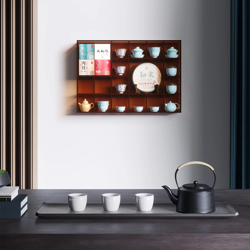 

Teacup rack Acrylic wall-mounted Bogu rack Wall teapot display Simple modern Duobao Pavilion antique rack
