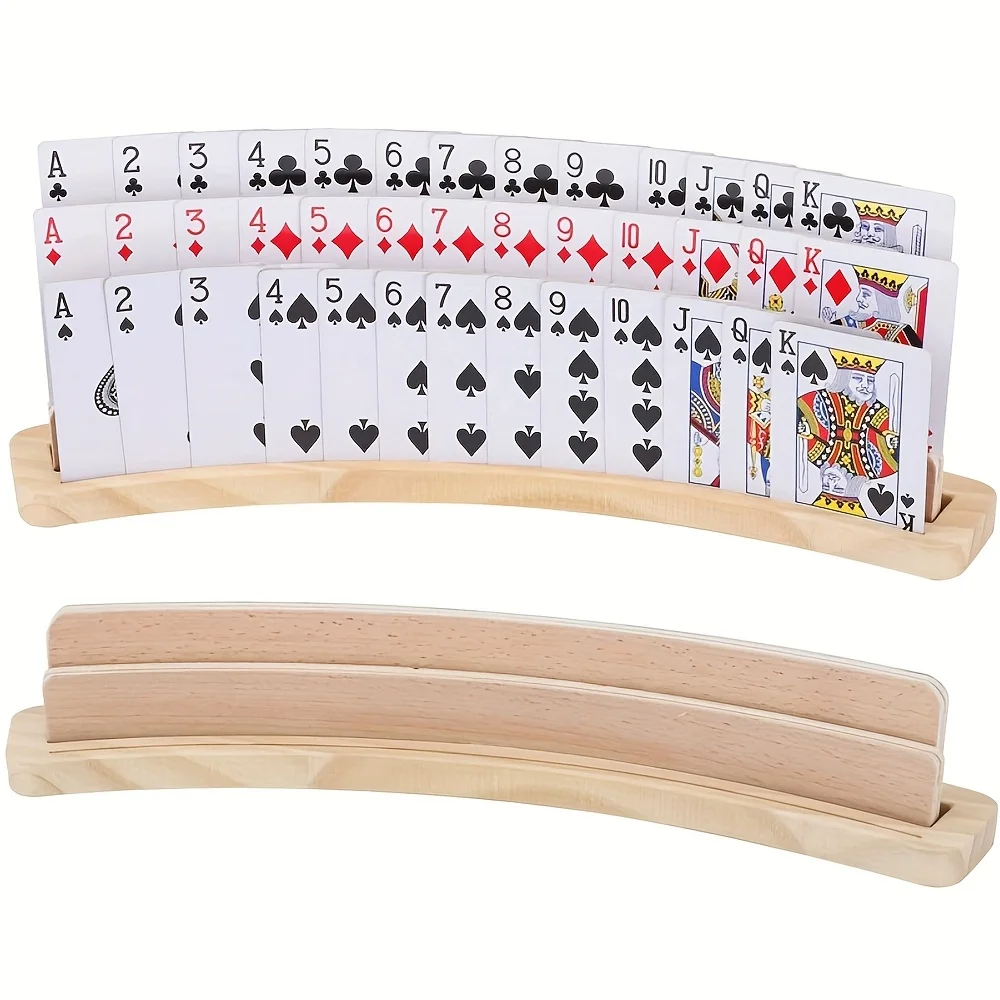 

Деревянная визитница премиум-класса для настольных карточных игр — изогнутая нескользящая витрина и стойка, идеально подходит для игроков 14+