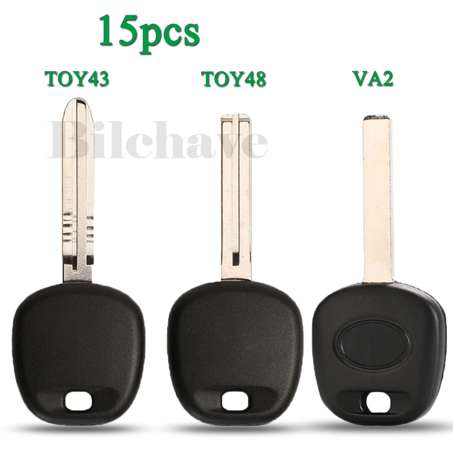 

Bilchave 15pcs For Toyota Tacoma fit Lexus FOB Remote Transponder Car Key Shell With TOY48 /Toy43 /VA2 Blade No Chip Replacement