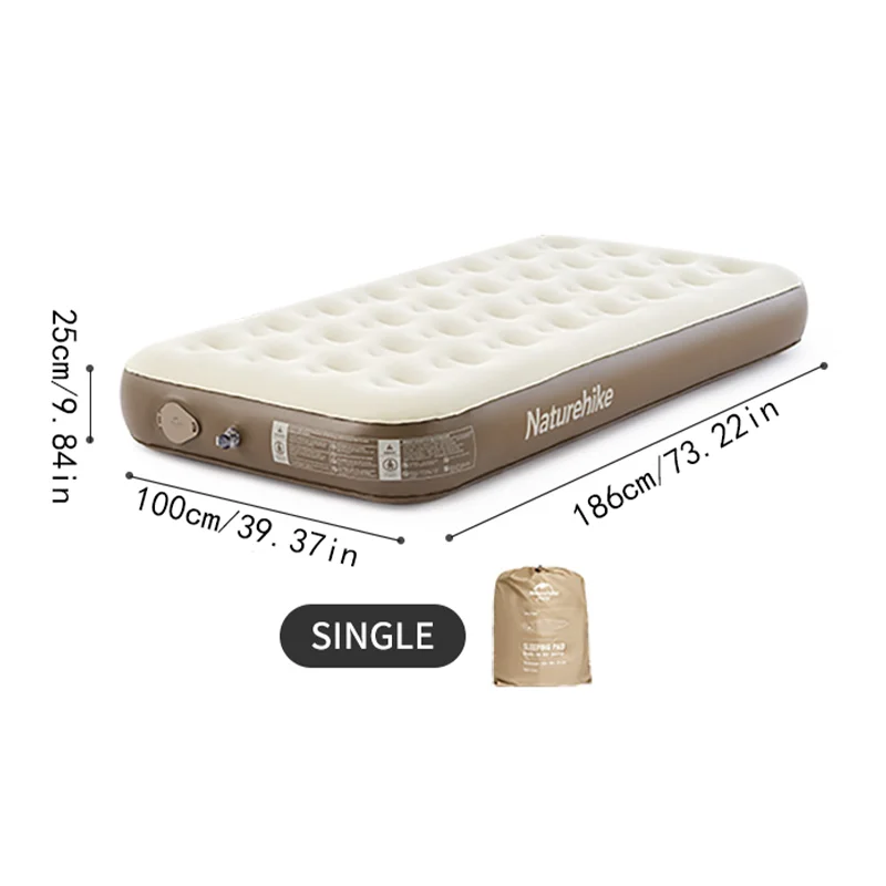 Natureifa-Sous-matelas de couchage C25 avec pompe intégrée, matelas à air en PVC, lit de tente de camping en plein air, coussin d'air