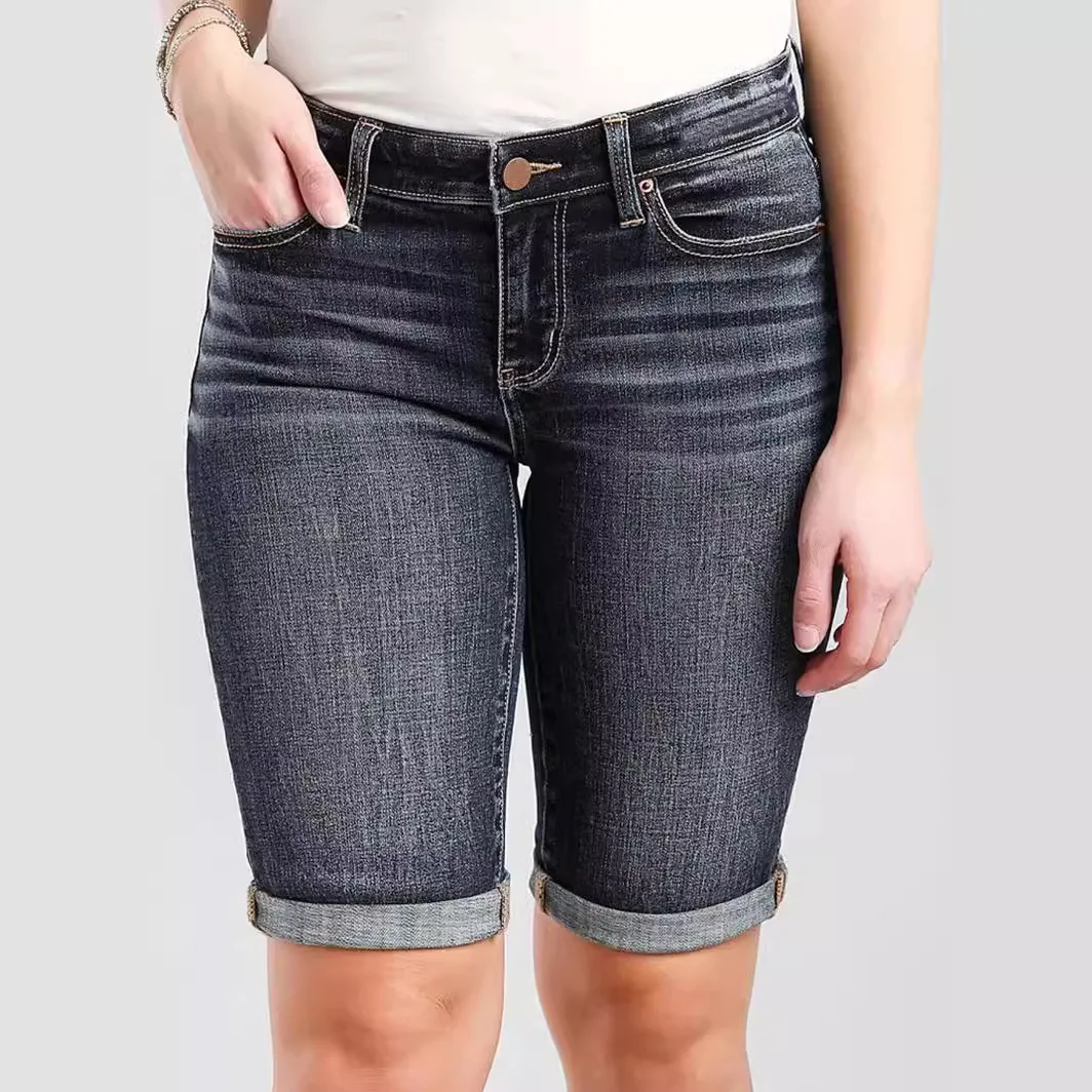 

Women's Mid-length Jeans. Europe and The United States Summer New Fashion Stretch Simple and Comfortable Slim Short Jeans Women
