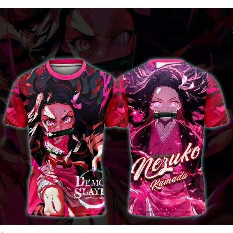 Demon Slayer Inosuke Hashibira T-Shirt mit durchgehendem Aufdruck, kurzärmelig, Anime-Sport-T-Shirt für Männer, Frauen, Kinder, schnell trocknendes, lässiges Jersey – Detail 3