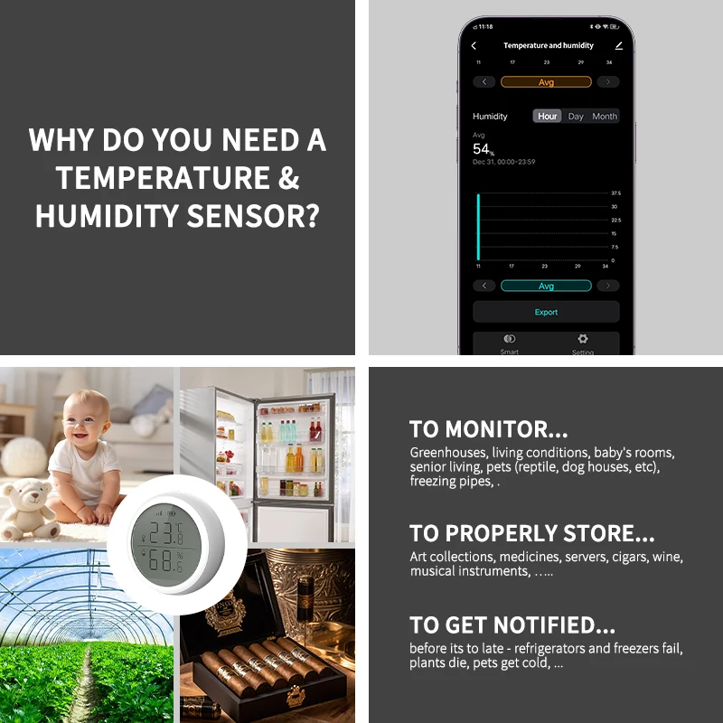 Tuya Smart ZigBee Thermometer Home مستشعر درجة الحرارة والرطوبة الداخلي شاشة LCD APP التحكم الصوتي Alexa Google Home