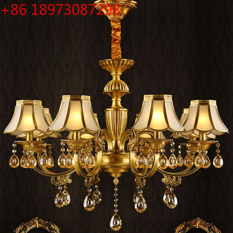 

European style all-copper crystal chandelier guest dining room bedroom villa French chandelier American style