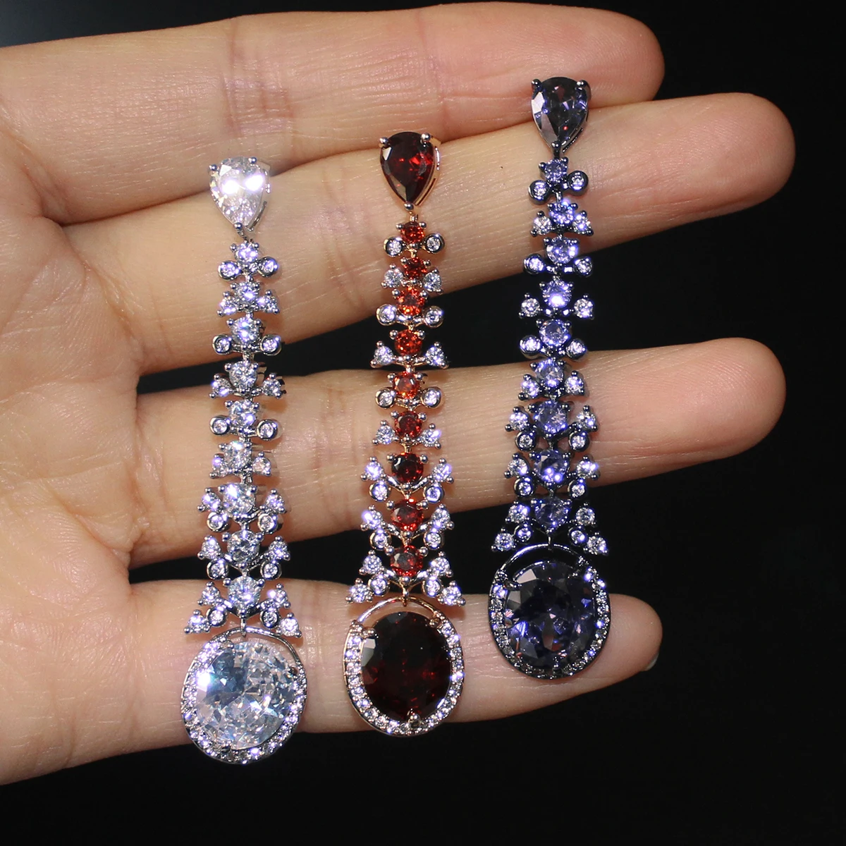 Long Dangle Earrings for Women Wedding Party Flower Drop Earrings Female Gift