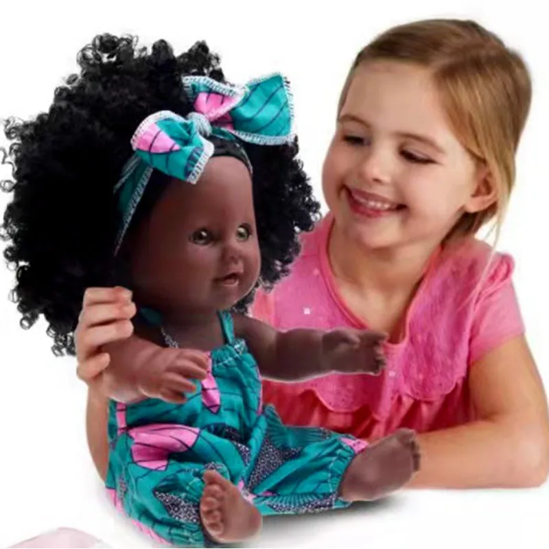 

Kawaii 30cm Negro Baby Doll For Children Companion Toy Black BJD Doll With Clothes Play House Prop For Christmas Gifts