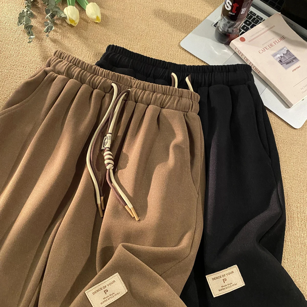 

Мужские летние свободные повседневные прямые трикотажные спортивные тонкие брюки на резинке, длиной до колена, модные