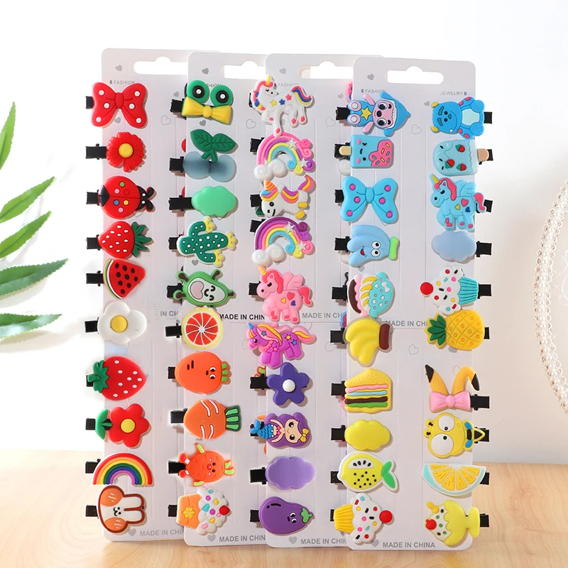 10Pcs hair clip set Girl Cute Hair bands Hair Accessories Bow Flower fruit headwear Hairpins cartoon hair band Hairpin Headdress