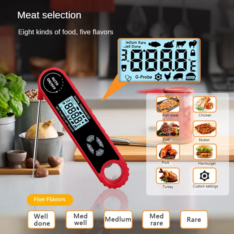 Meat Thermometer Digital Instant Read Meat Thermometer For Grill Cooking For Kitchen Outside, BBQ, Turkey, Candy, Beef Durable