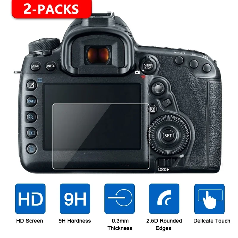 

For Canon EOS 5D Mark IV III 5Ds 5DsR 6D 7D II 77D 90D 80D 750D 760D 800D 1200D 1300D 1500D Screen Protector Tempered Glass 2Pcs