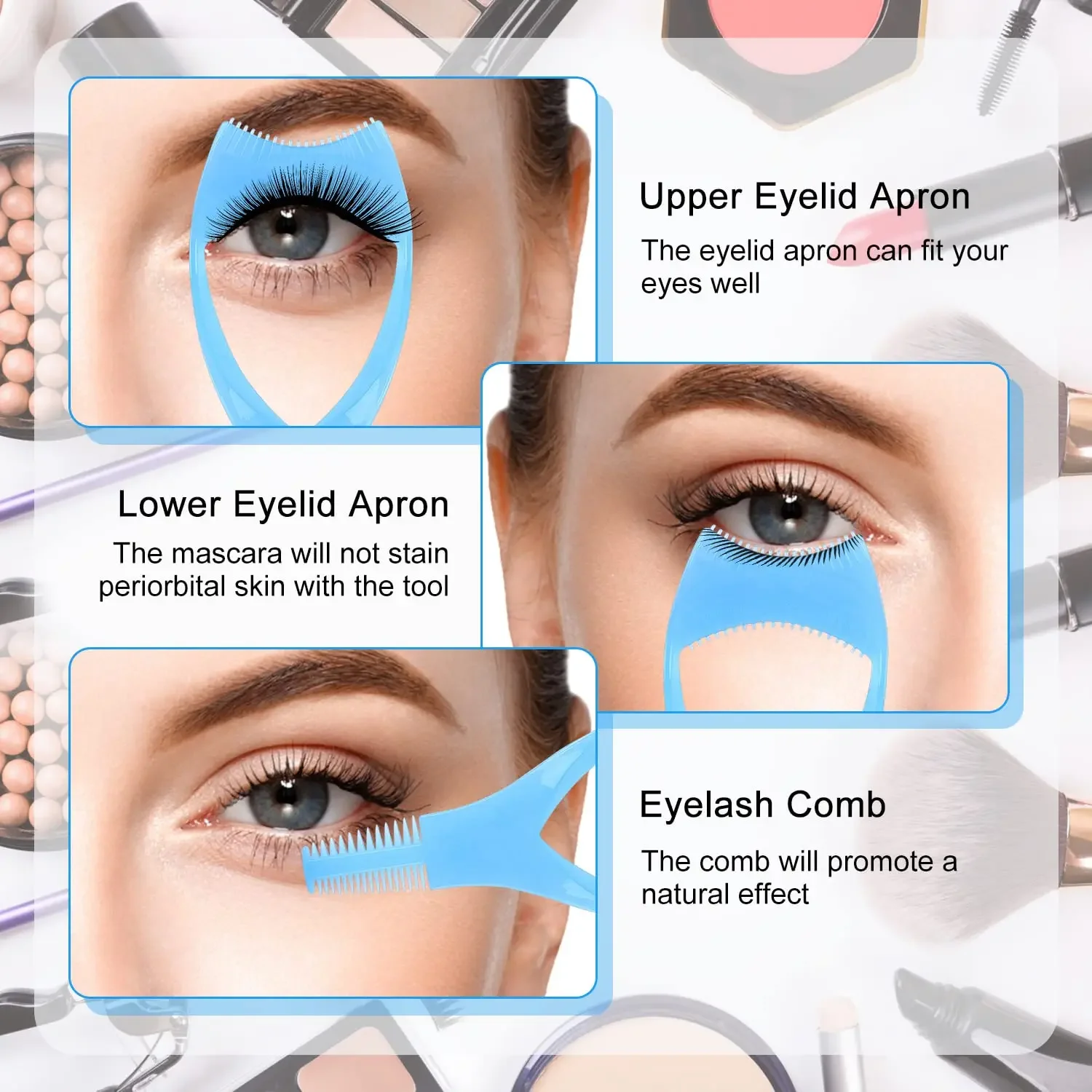 1/3Pcs 3 In 1 마스카라 쉴드 애플리케이터 가드 속눈썹 가이드 보조 래쉬 보조 빗 속눈썹 화장품 도구 여성용 메이크업