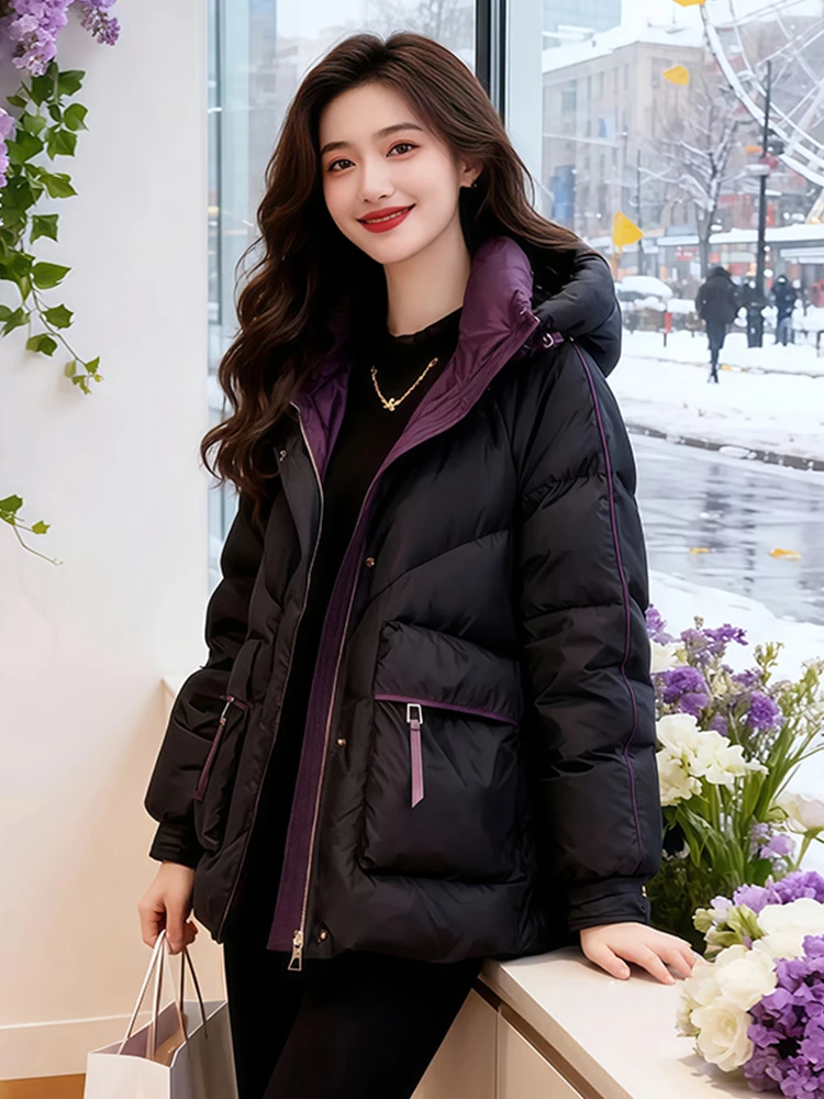 

2026 New Korean Sle Faionable Anti-Aging Slimming Design Sense Clothes Women's Trendy Hooded Long Sve Cotton Coat