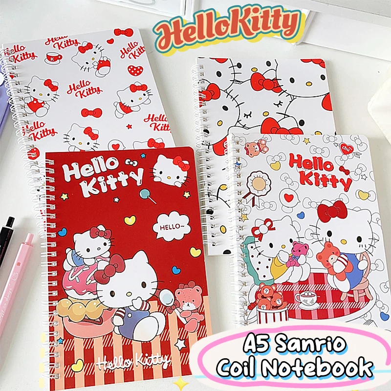 

Kawaii Sanrio A5 блокнот Hello Kitty Cinnamonroll Kuromi моя мелодия катушка блокноты ежедневник Книга линия книга