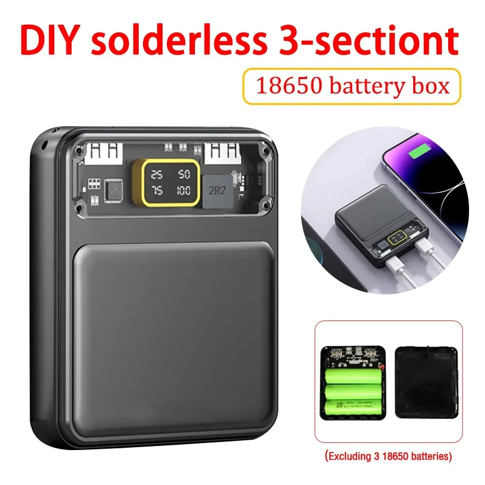 3*18650 DIY Battery Charger Box Power Bank Case Fast Charging Battery Holder Dual USB Charging Mobile Phone Charger