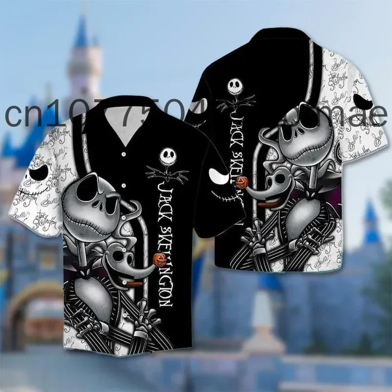 Disney-Chemise hawaïenne à boutons pour Halloween, L'Étrange Noël de monsieur Jack, Sally, Oogie Boogie