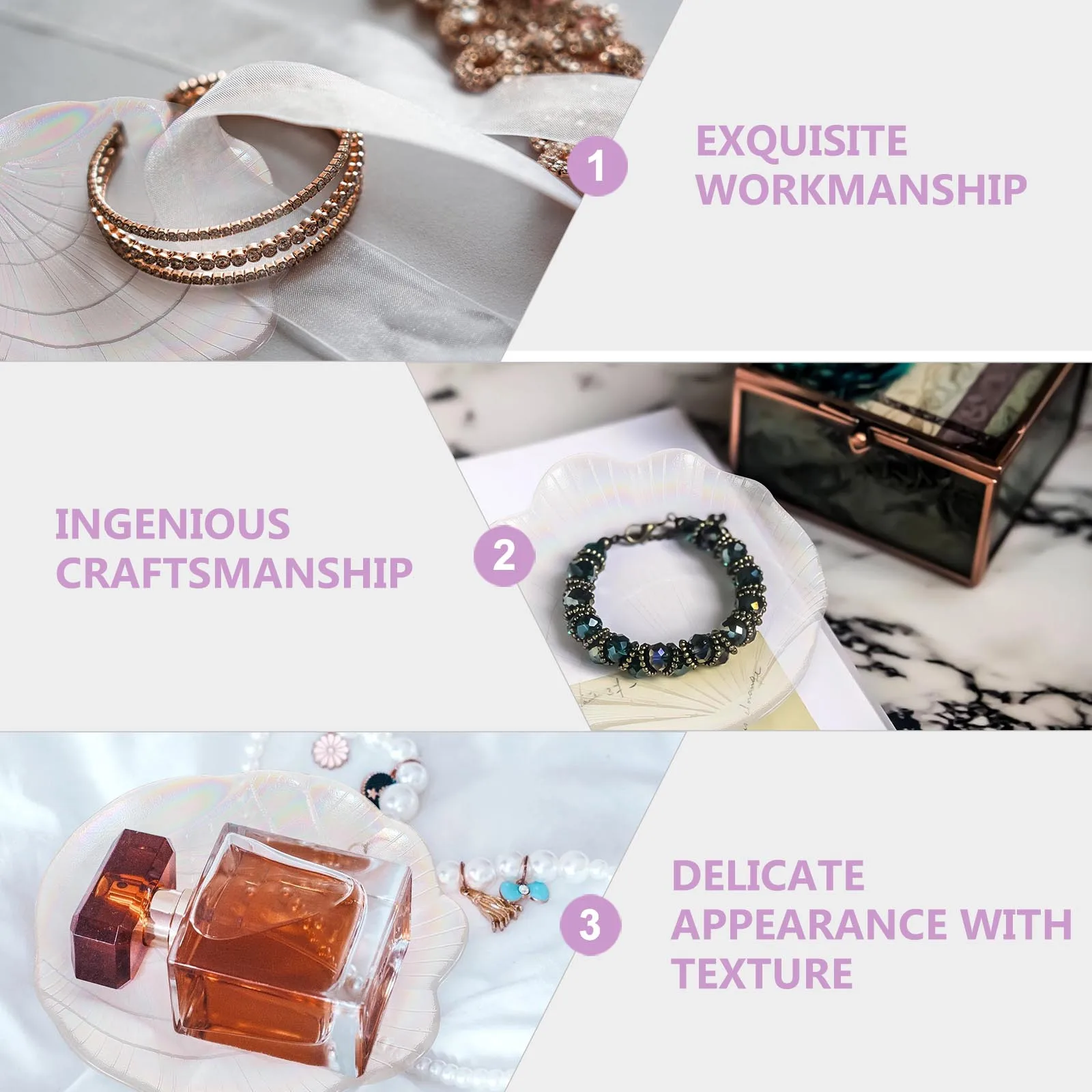 

1Pcs Jewelry Storage Tray Shell Shape Stylish Organizer for Earrings Necklace Rings Lipstick Perfume Decorative Tray